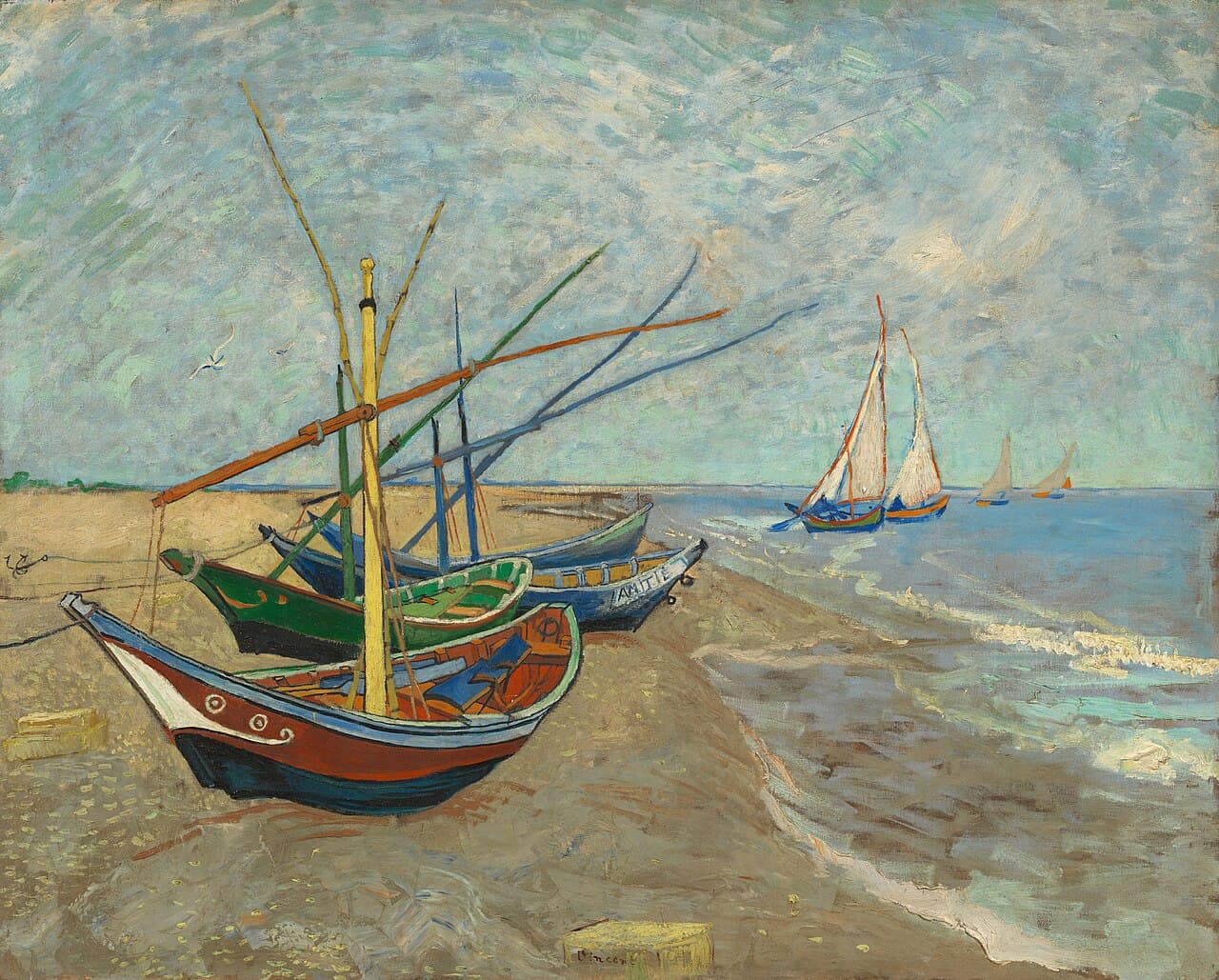 Vincent van Gogh, Fishing Boats on the Beach at Les Saintes-Maries
