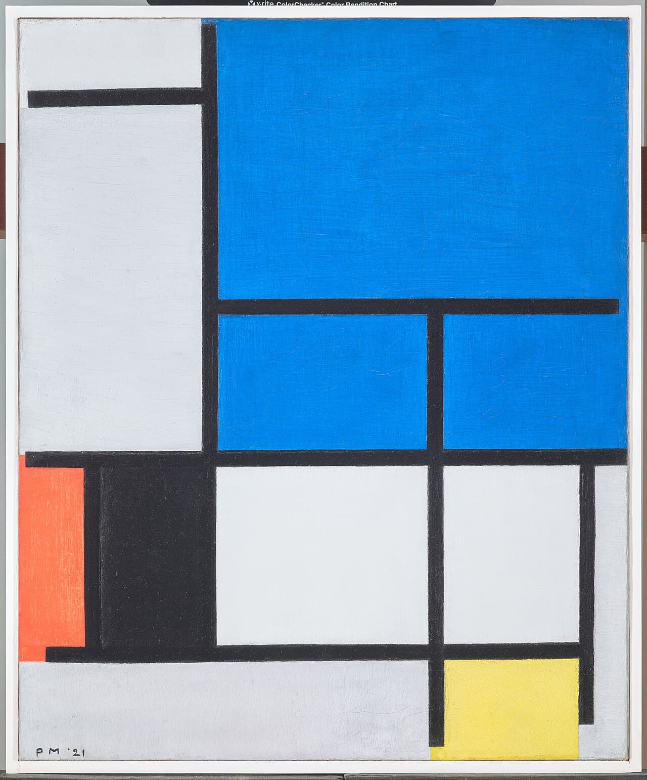 Piet Mondrian, Büyük Mavi Düzlem, Kırmızı, Siyah, Sarı ve Gri ile Kompozisyon